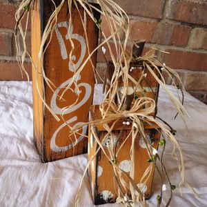 Halloween decor, rustic pumpkins